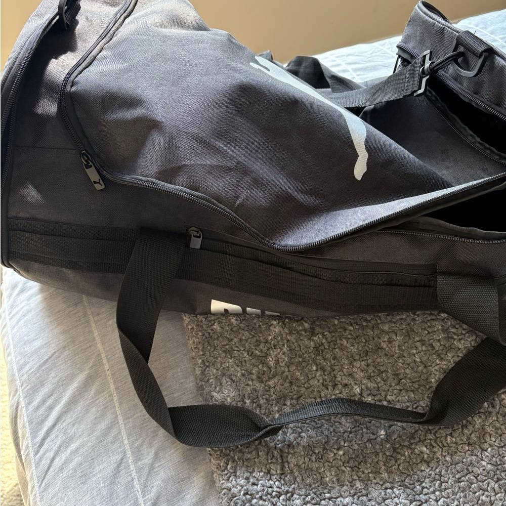 Puma Black and Gray Duffel Bag